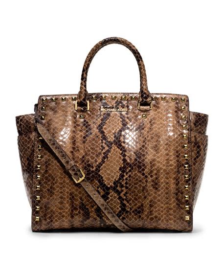 michael kors large selma phyton handbag|michael kors selma studded.